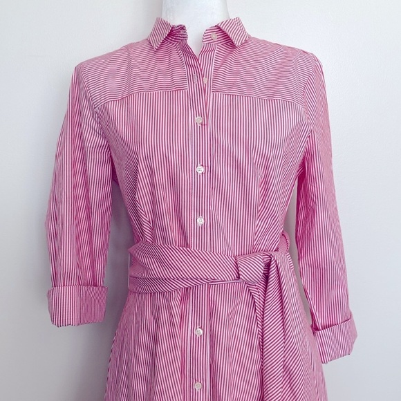 NWT J. Crew red & white striped button up dress - Picture 2 of 12